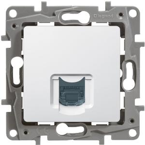 Фото Legrand Etika 672241 Розетка компьютерная (RJ45, cat.5e, UTP, под рамку, скрытая установка, белая)