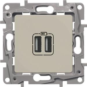 Фото Legrand Etika 672394 Розетка USB (2xUSB, под рамку, скрытая установка, слоновая кость)