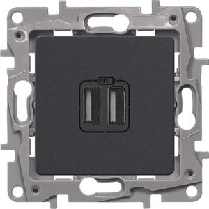 Фото Legrand Etika 672694 Розетка USB (2xUSB, под рамку, скрытая установка, антрацит)