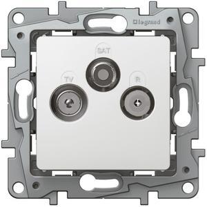 Фото Legrand Etika 672256 Розетка телевизионная (TV+SAT+Radio, под рамку, скрытая установка, белая)