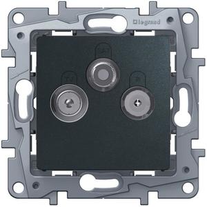 Фото Legrand Etika 672656 Розетка телевизионная (TV+SAT+Radio, под рамку, скрытая установка, антрацит)