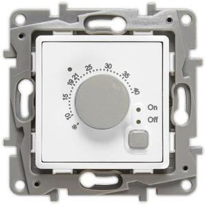 Фото Legrand Etika 672230 Термостат для теплых полов +7…+40°С (16 А, 230 В, выносной термодатчик, под рамку, скрытая установка, белый)