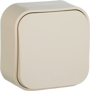 Фото Legrand Quteo 782234 Переключатель одноклавишный (10 А, с возм. подсветки, в сборе, открытая установка, IP20, слоновая кость)