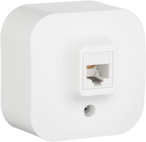 Фото Legrand Quteo 782214 Розетка телефонная (RJ11, в сборе, открытая установка, белая)
