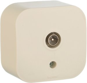Фото Legrand Quteo 782245 Розетка телевизионная (TV, звезда, в сборе, открытая установка, слоновая кость)
