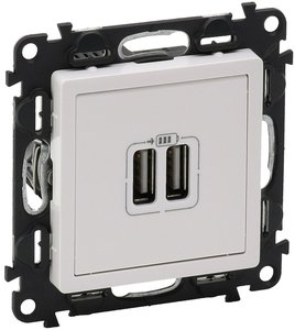 Фото Legrand Valena Life 753412 Розетка USB (2xUSB, под рамку, скрытая установка, белая)