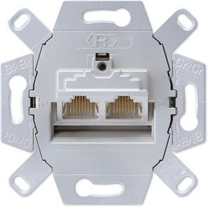 Фото Jung UAE8-8UPOK6E Розетка компьютерная (2xRJ45, cat.6, механизм, скрытая установка)