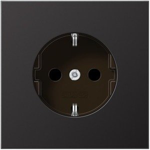 Фото Jung LS metal AL1520D Розетка с заземляющим контактом (16 А, под рамку, скрытая установка, dark)