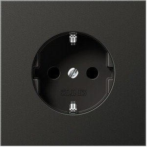 Фото Jung LS metal AL2521AN Розетка с заземляющим контактом (16 А, под рамку, винт. клеммы, скрытая установка, антрацит)