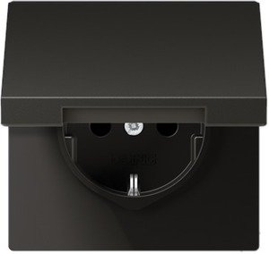 Фото Jung LS metal AL2520KLAN Розетка с заземляющим контактом (16 А, под рамку, крышка, скрытая установка, антрацит)