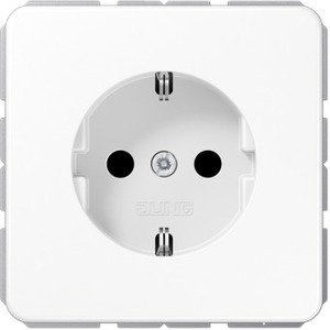 Фото Jung CD500 CD521WW Розетка с заземляющим контактом (16 А, под рамку, винт. клеммы, скрытая установка, белая)