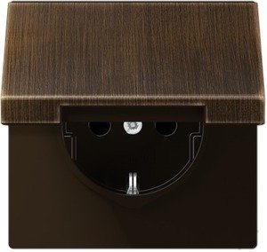Фото Jung LS metal ME1520KLAT Розетка с заземляющим контактом (16 А, под рамку, крышка, скрытая установка, античная латунь)