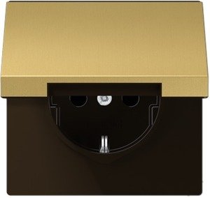 Фото Jung LS metal ME1520KLC Розетка с заземляющим контактом (16 А, под рамку, крышка, скрытая установка, латунь)