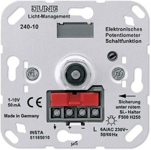 Фото Jung 240-10 Потенциометр роторный (ЭПРА 1-10В DC, 12 Вт, механизм, скрытая установка)