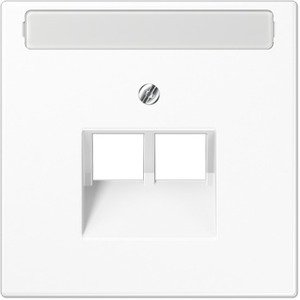 Фото Jung LS990 LS969-2NAUAWW Крышка розетки компьютерной (RJ45+RJ45, поле для надписи, белая)