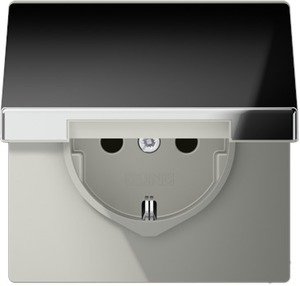Фото Jung LS metal GCR1520KL Розетка с заземляющим контактом (16 А, под рамку, крышка, скрытая установка, хром)