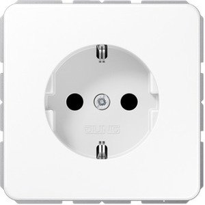 Фото Jung CD500 CD1520BFKIWW Розетка с заземляющим контактом (16 А, под рамку, шторки, скрытая установка, белая)