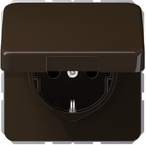 Фото Jung CD500 CD1520BFKLBR Розетка с заземляющим контактом (16 А, под рамку, крышка, скрытая установка, коричневая)