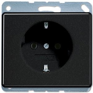 Фото Jung SL500 SL520KISW Розетка с заземляющим контактом (16 А, под рамку, шторки, скрытая установка, черная)
