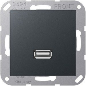 Фото Jung MAA1122ANM Розетка USB (USB, под рамку, скрытая установка, матовый антрацит)