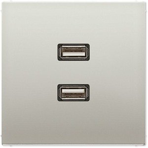 Фото Jung MAES1153 Розетка информационная (2хUSB, под рамку, скрытая установка, сталь)
