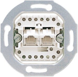Фото Jung UAE8-8UPO Розетка телефонная/компьютерная (2хRJ12/RJ45, UAE, механизм, скрытая установка)