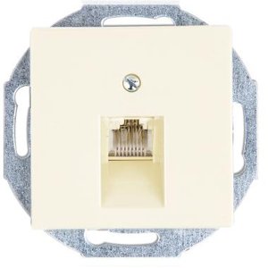 Фото Jung ECO profi EPUAE8UPO/1 Розетка компьютерная/телефонная (RJ45/RJ12, cat.5, под рамку, скрытая установка, слоновая кость)