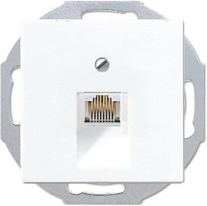 Фото Jung ECO profi EPUAE8UPO/1WW Розетка компьютерная/телефонная (RJ45/RJ12, cat.5, под рамку, скрытая установка, белая)