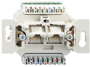 Фото Jung ECO profi EPUAE8-8UPOK5US Розетка компьютерная (2хRJ45, cat.5, UAE, неэкр., механизм, скрытая установка)
