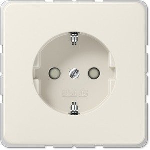 Фото Jung CD500 520ZKIBF Розетка с заземляющим контактом (16 А, под рамку, безвинт. зажим, шторки, ударопрочная, скрытая установка, слоновая кость)