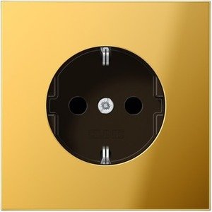 Фото Jung LS metal GO2520KI Розетка с заземляющим контактом (16 А, под рамку, шторки, скрытая установка, имитация золота)