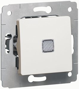 Фото Legrand Cariva 773610 Выключатель одноклавишный (10 А, под рамку, индикация, с/у, белый)
