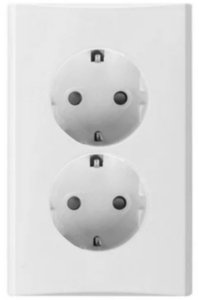 Фото Legrand Anam Zunis 6752 21/N Розетка двойная с заземляющим контактом (16 А, в сборе, шторки, скрытая установка, белая)