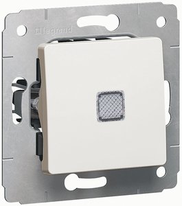 Фото Legrand Cariva 773613 Выключатель одноклавишный без фиксации (10 А, под рамку, подсветка, с/у, белый)
