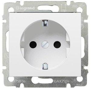 Фото Legrand Valena 694280 Розетка с заземляющим контактом (16 А, под рамку, скрытая установка, белый, DIY упаковка)