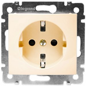 Фото Legrand Valena 695612 Розетка с заземляющим контактом (16 А, под рамку, скрытая установка, слоновая кость)