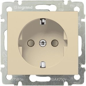 Фото Legrand Valena 695613 Розетка с заземляющим контактом (16 А, под рамку, скрытая установка, шторки, слоновая кость)