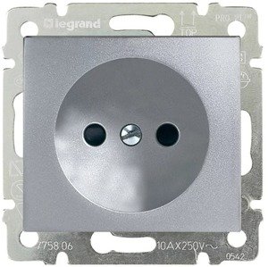 Фото Legrand Valena 770116 Розетка без заземляющего контакта (16 А, под рамку, скрытая установка, алюминий)
