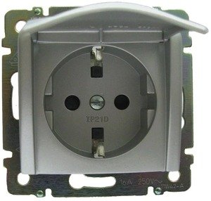 Фото Legrand Valena 770122 Розетка с заземляющим контактом (16 А, под рамку, скрытая установка, крышка, алюминий)
