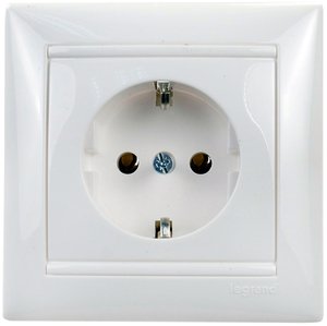 Фото Legrand Valena 774423 Розетка с заземляющим контактом (16 А, в сборе, скрытая установка, белый)