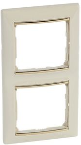 Фото Legrand Valena 774156 Рамка 2-постовая (вертикальная, слоновая кость/золотой штрих)