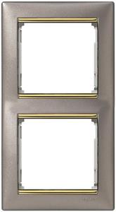 Фото Legrand Valena 770366 Рамка 2-постовая (вертикальная, титан/золотой штрих)