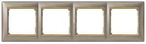 Фото Legrand Valena 770364 Рамка 4-постовая (универсальная, титан/золотой штрих)