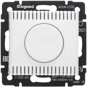 Фото Legrand Valena 770060 Светорегулятор роторный (1000 Вт, R+L, под рамку, скрытая установка, белый)