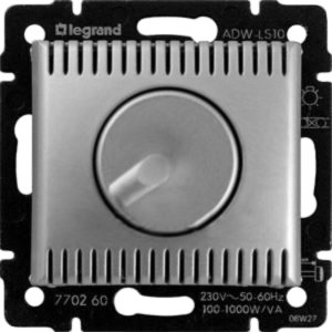 Фото Legrand Valena 770260 Светорегулятор роторный (1000 Вт, R+L, под рамку, скрытая установка, алюминий)