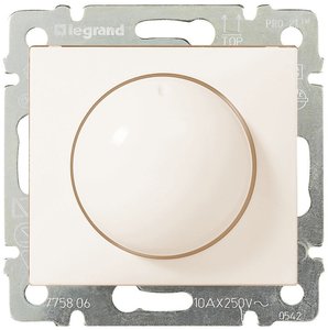Фото Legrand Valena 774161 Светорегулятор роторный (400 Вт, R+L, под рамку, скрытая установка, слоновая кость)