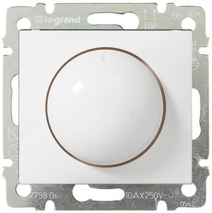 Фото Legrand Valena 770061 Светорегулятор роторный (400 Вт, R+L, под рамку, скрытая установка, белый)