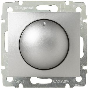 Фото Legrand Valena 770261 Светорегулятор роторный (400 Вт, R+L, под рамку, скрытая установка, алюминий)