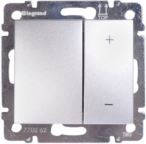 Фото Legrand Valena 770262 Светорегулятор кнопочный (400 Вт, R+L+C, под рамку, скрытая установка, алюминий)