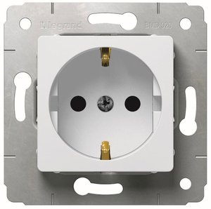 Фото Legrand Cariva 773659 Розетка с заземляющим контактом (16 А, под рамку, скрытая установка, белый)